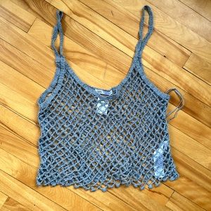 Zara Crochet Grayish Blue Crop Top